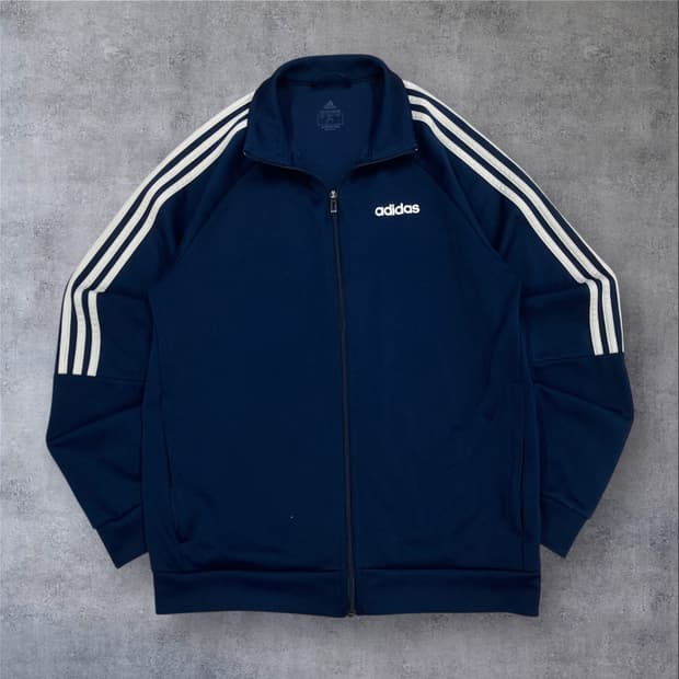 아디다스 네이비 컬러 스몰 로고 삼선 트랙탑 져지