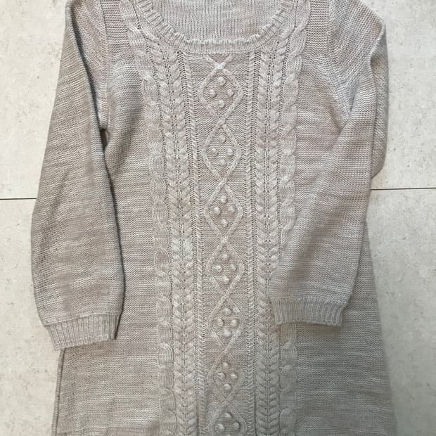 빈티지 대장 라떼갸루 모리걸 베이비핑크 꽈배기 롱니트