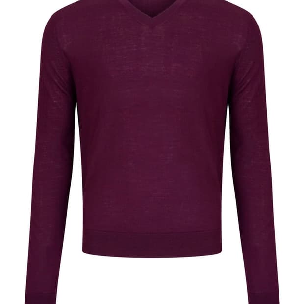 SHALLOW V-NECK KNIT (BURGUNDY)