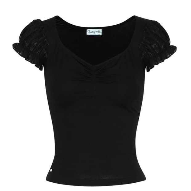 페일제이드 시스루 퍼프 슬리브 티 블랙