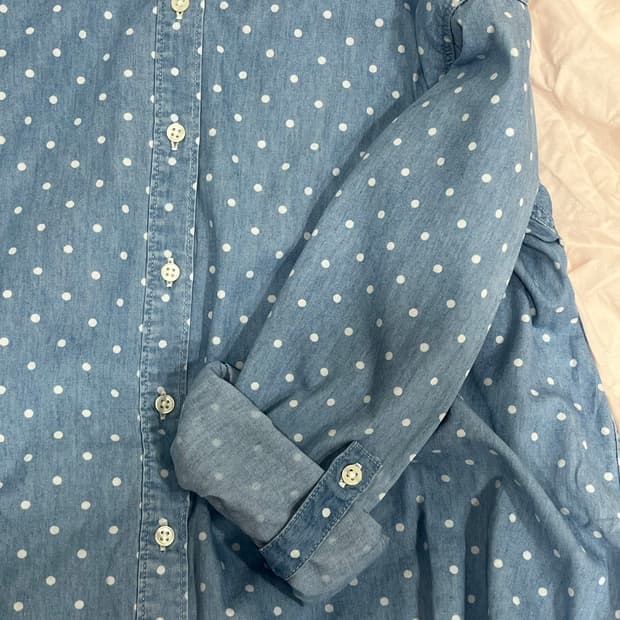 모리걸 도트 연청 셔츠