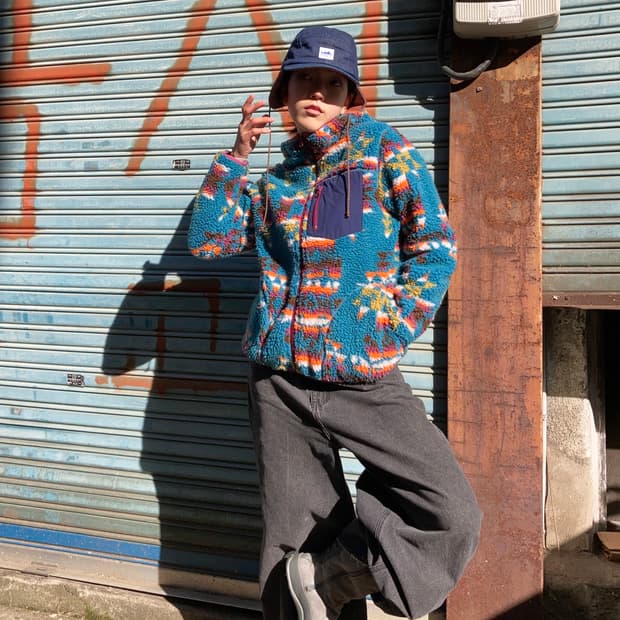 Titicaca 에스닉 패턴 쉐르파 플리스 후드 집업 