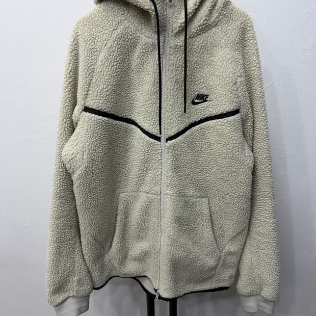 정품) 나이키 아이보리 뽀글이 플리스 자켓 XL