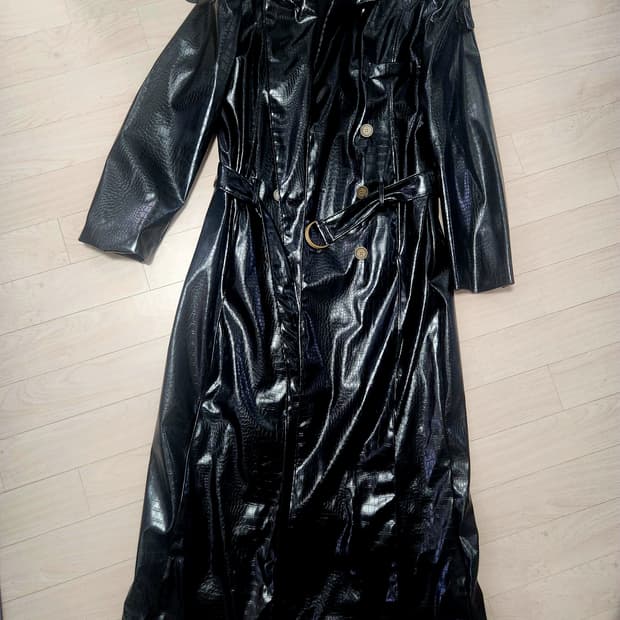 스컬프터 레더 롱 코트