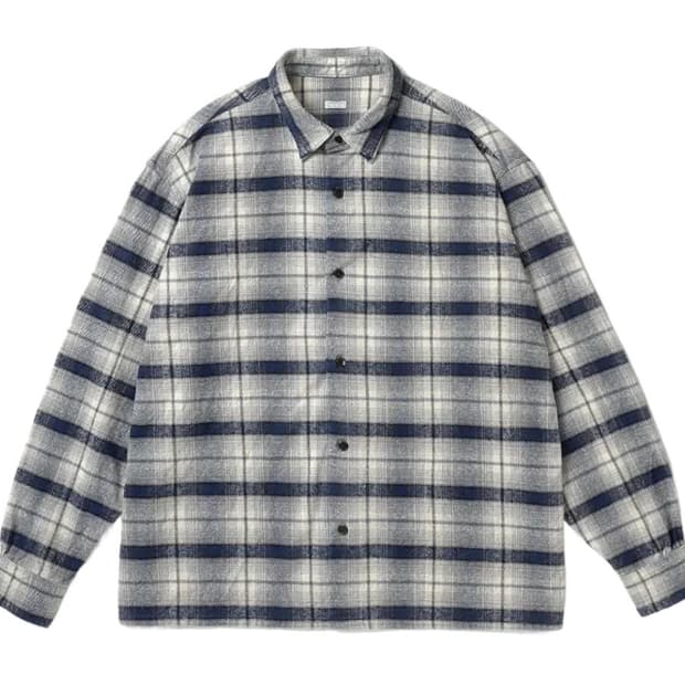 [3] 아프레쎄 빈티지 코튼 실크넵 체크 셔츠 블루