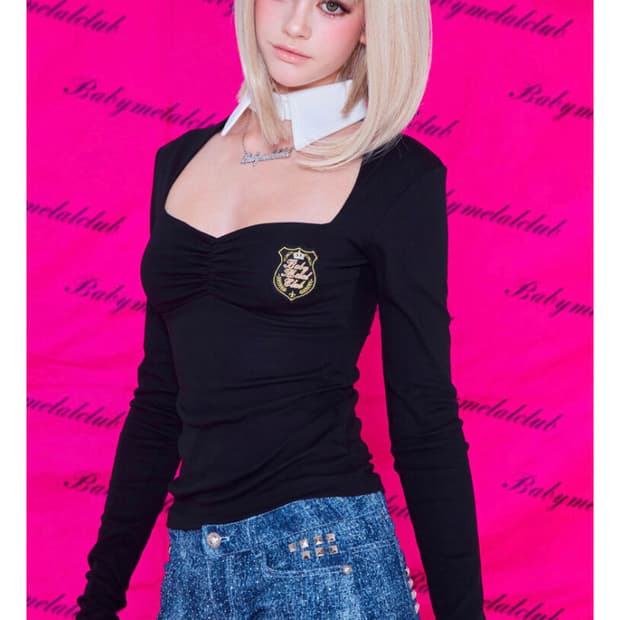 베이비메탈클럽 챠미 콜라 탑 블랙 베메클 갸루 히메 오네 카라 