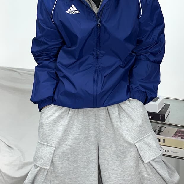 아디다스 네이비 코어레인 바람막이 XL