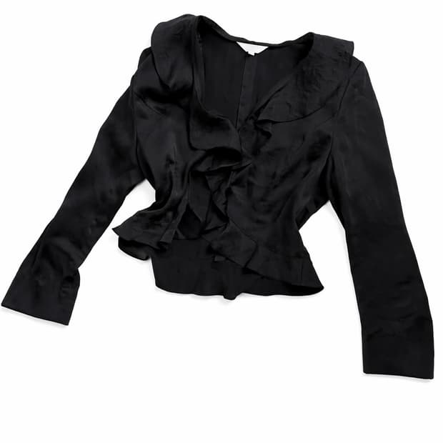 블랙 프릴 고딕 블라우스