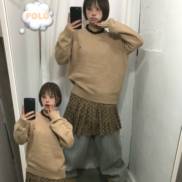 😽폴로 랄프로렌 베이지 라운드 니트 😽