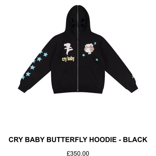 애슐리윌리엄스 CRY BABY 버터플라이 후드 집업