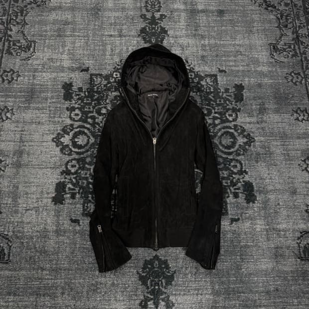 Harlem rounge pig skin suede hood jacket