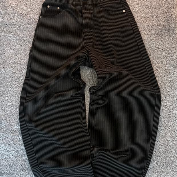 스트라이프 데님 와이드팬츠