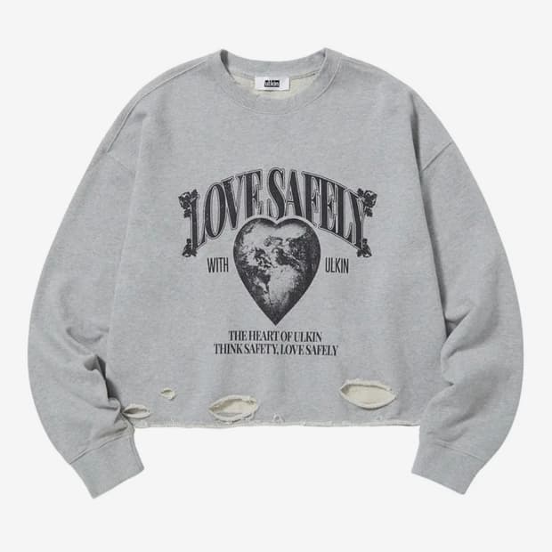 얼킨 디스트로이드 러브 세이플리 세미 크롭 스웻셔츠_그레이 L