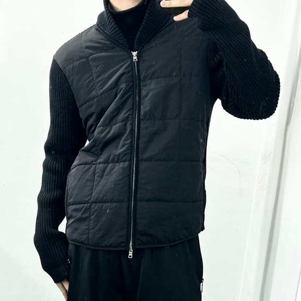 아르마니 익스체인지 패딩 믹스드 니트 자켓