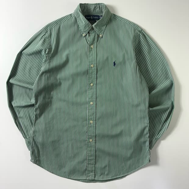 Polo  폴로 랄프로렌 자수 그린 스트라이프 셔츠