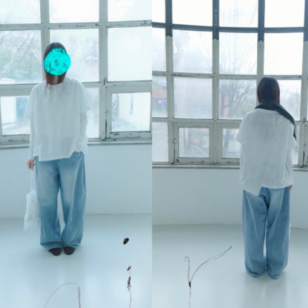 에프터먼데이 square wrinkle blouse 아이보리