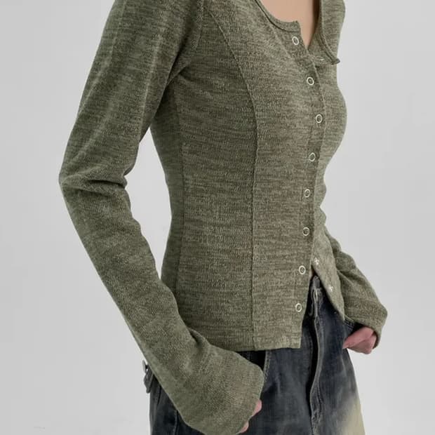 블랙업 라운드넥 가디건