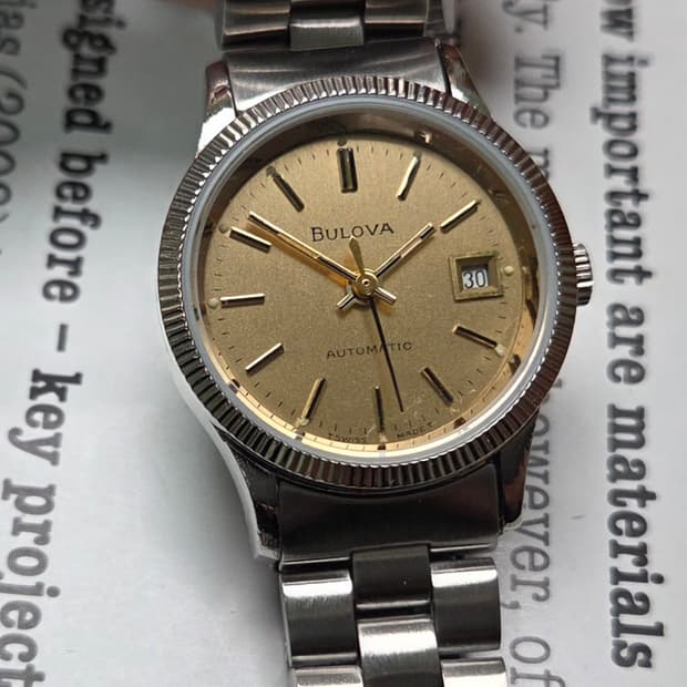 빈티지 부로바 데이데이트 샴골판 코인베젤 오토매틱 통줄 브슬 여성용  