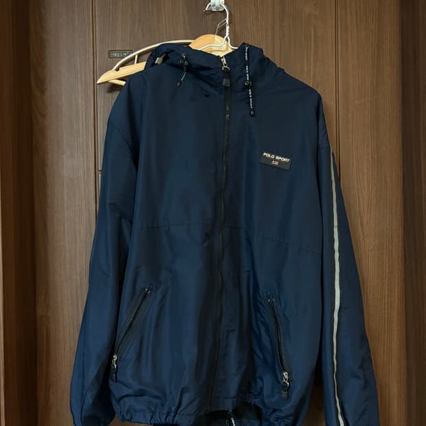 폴로 90s 스포츠 바람막이 자켓 네이비