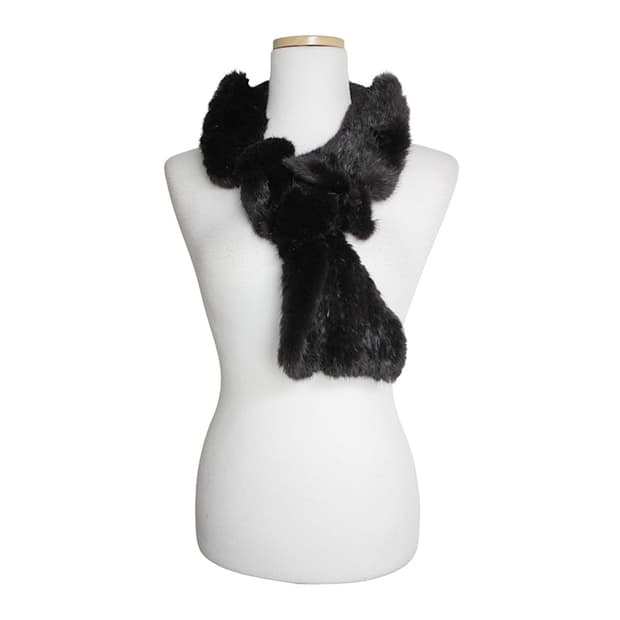 문배트 블랙 니팅 밍크 퍼 넥 워머