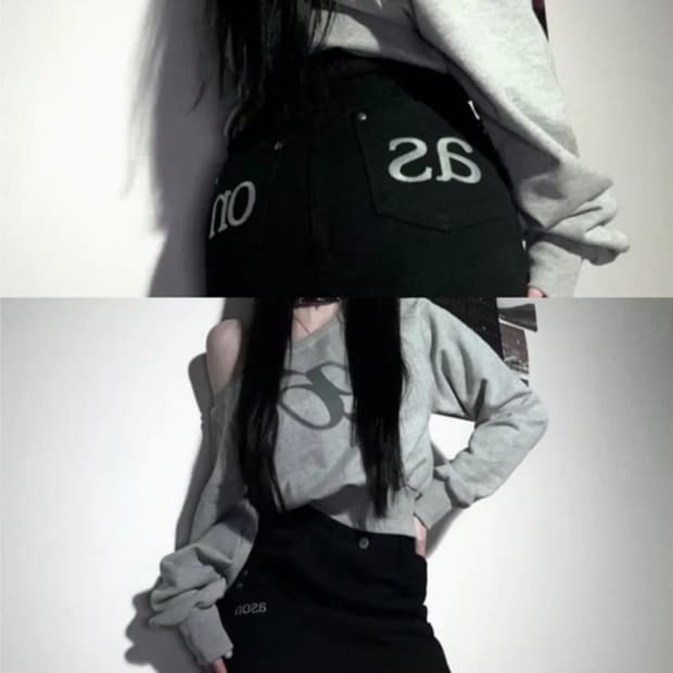 (새상품) 애즈온 오프숄더 맨투맨 그레이