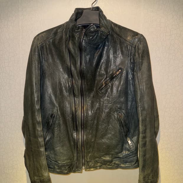 우영미 레더 자켓