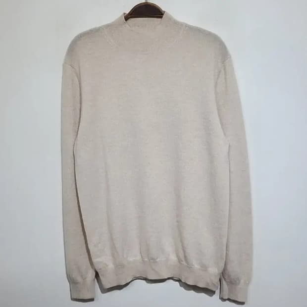 (L) 반목 캐시미어 니트 무지 반폴라 스웨터 