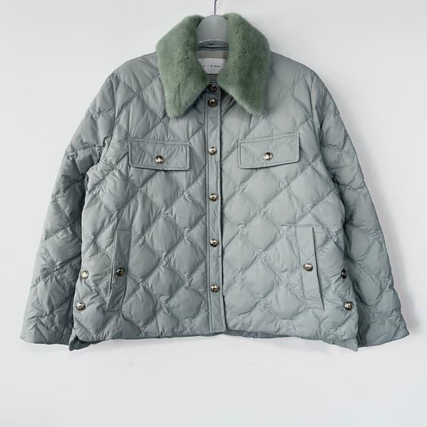 미샤 2023 밍크 퍼 카라 퀼팅 다운 패딩