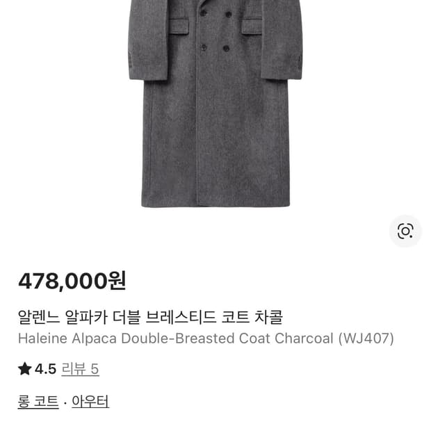 알렌느 알파카 더블 브레스티드 코트 차콜 [2]