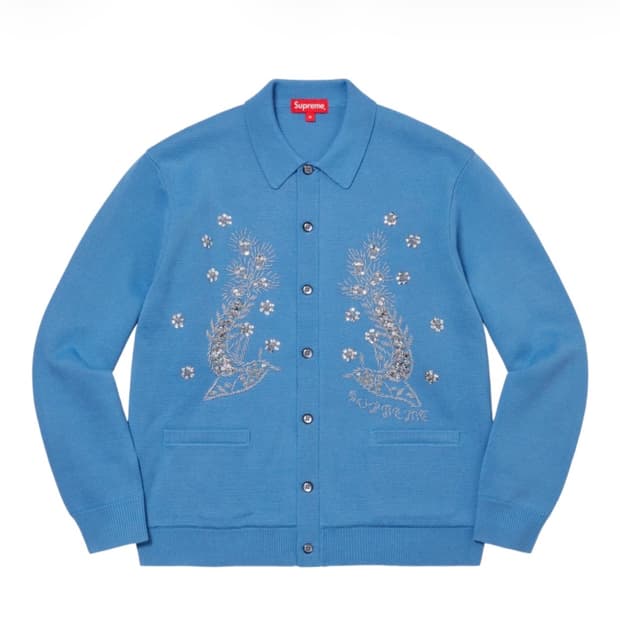 [구매][M] 슈프림 비디드 아플리케 가디건 블루, 블랙
