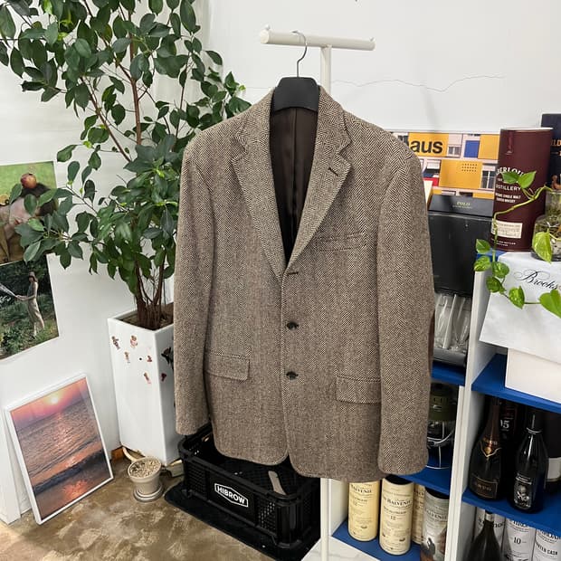 폴로랄프로렌 RL-67 헤링본 스웨이드 엘보우 패치 블레이져 M