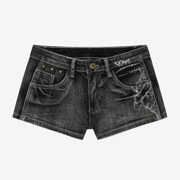 길라아카이브 타투드 그래픽 데님 숏팬츠 M