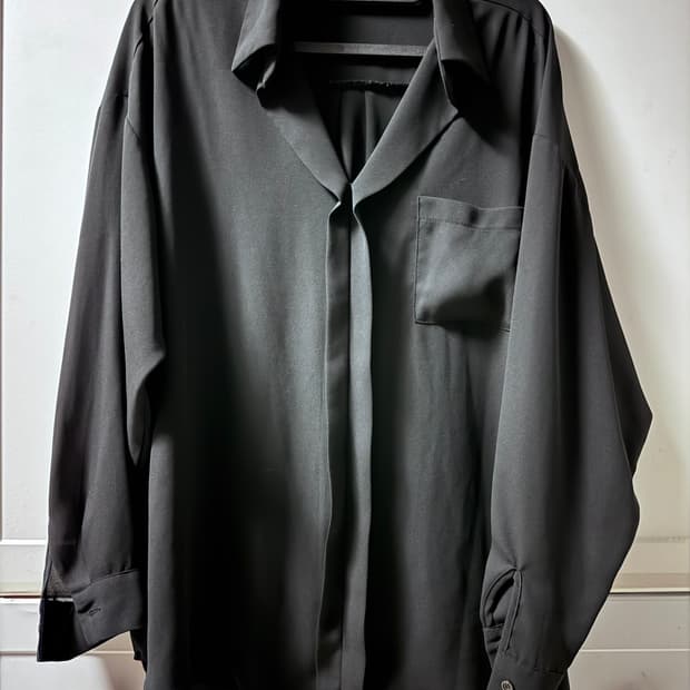 블랙 루즈핏 시스루 셔츠