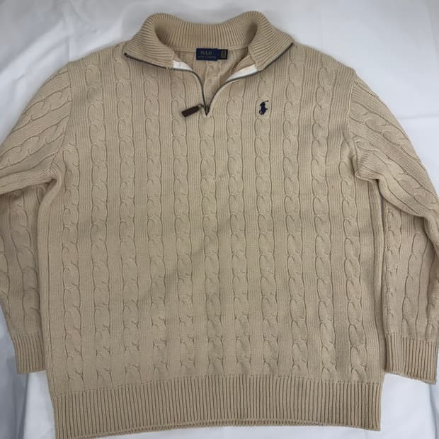 [L] 폴로 랄프로렌 베이지 반집업 니트