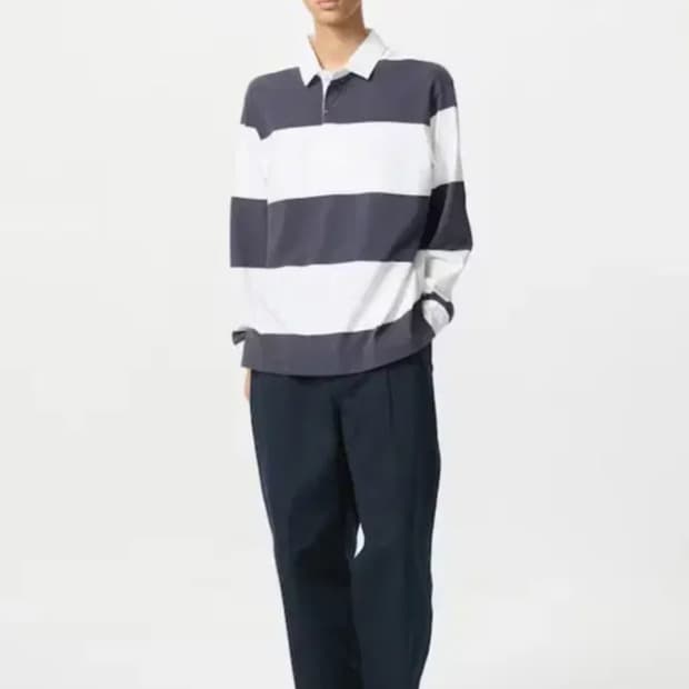 L)새상품 유니클로jw앤더슨 럭비티 네이비 럭비셔츠 폴로 오버사이즈 라지