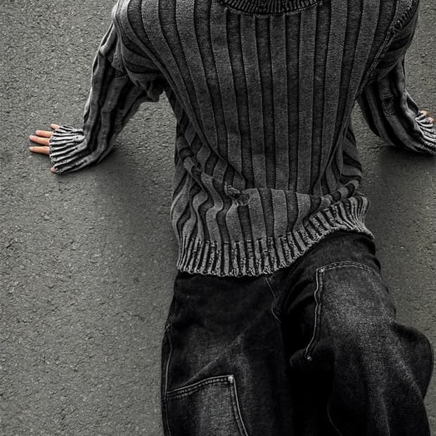 다잉 피그먼트 워시 골지 니트