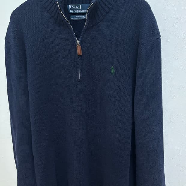 빈티지 폴로 반집업 니트 M