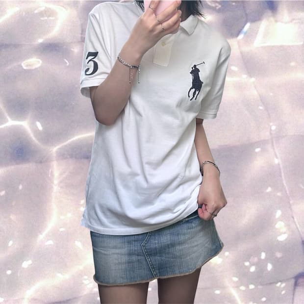 폴로 랄프로렌 신형 큐알 빅포니 치프키프 반팔 카라 티셔츠 화이트 M