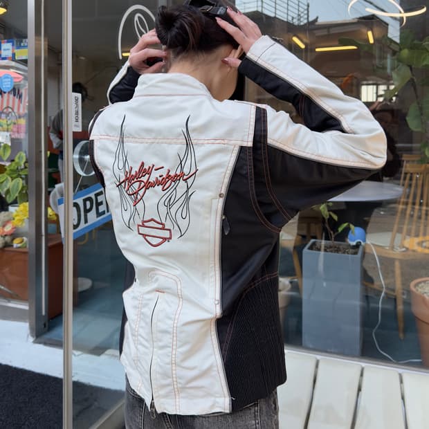 2009 y2k 할리 데이비슨 캔버스 레이서 자켓