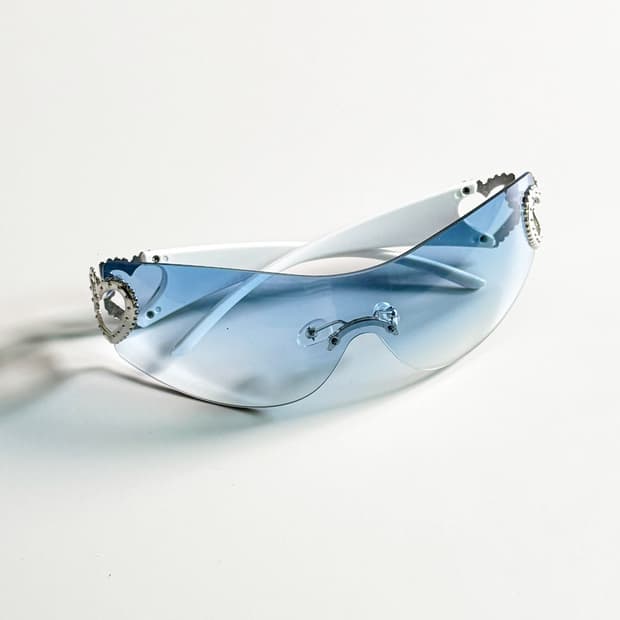 블루 무테 고글 쉴드 프레임 빈티지 틴트 선글라스