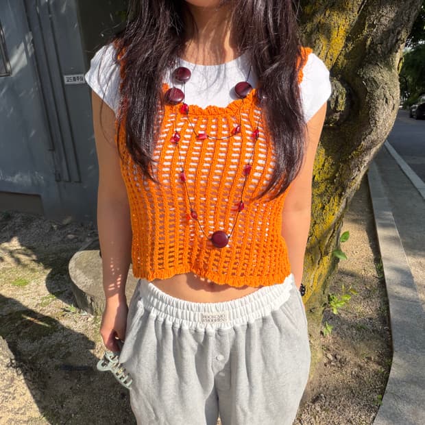 vintage orange kint sleeveless