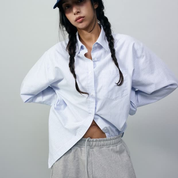 리본빛 옥스퍼드 스트라이프 셔츠 블루 새상품