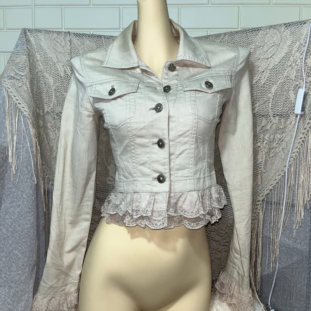 페어리 핀터깔 갸루 고스 고딕 펑크 레이스 자켓