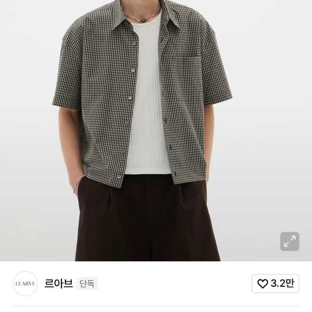 르아브 세그먼트 체크 크롭 셔츠 브랙 m사이즈