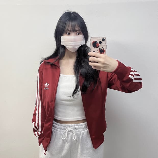 아디다스 파이어버드 트랙탑 져지 버건디 레드