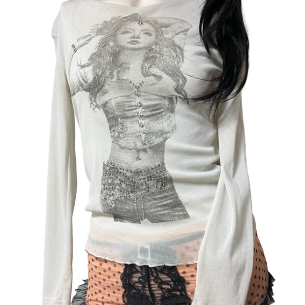 Y2k 빈티지 매쉬 탑