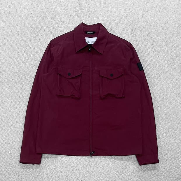 캘빈클라인 투 포켓 롱슬리브 오버셔츠 버건디