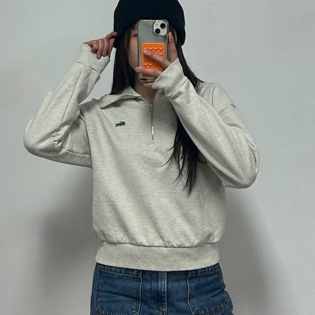 라코스테 하프집업 하이넥 스웻셔츠 맨투맨 그레이