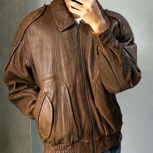 헨리 모렐 램스킨 레더 봄버 자켓