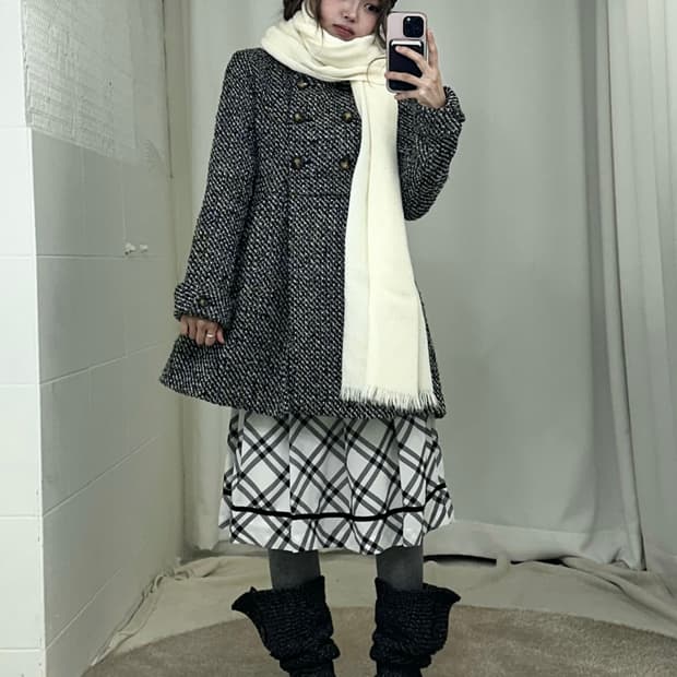 무채색 너드 니혼진 체크 모리걸 코디세트